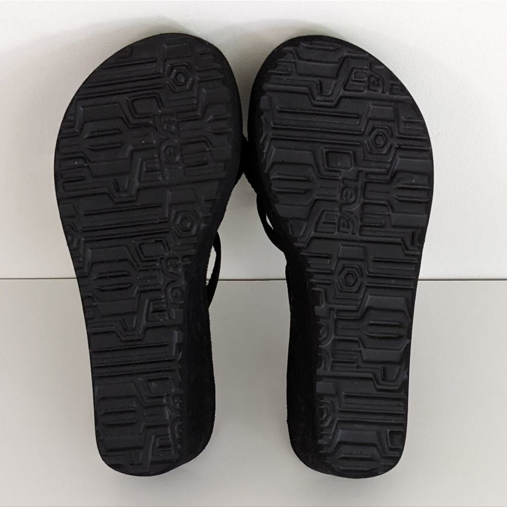 Teva Mush Black Strappy Thong Platform Wedge Flip Flops Sandals Women's 6 - Picture 5 of 8